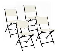 Baroni Home Lot de 4 chaises d'extérieur pliables, sièges de jardin pliables avec tissu imperméable et respirant, chaises peu encombrantes pour balcon, terrasse et camping, 45 x 45 x 80 cm (beige)