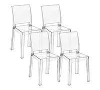 Baroni Home Lot de 4 Chaises en Plexiglas pour la Salle à Manger, Chaises Modernes Démontables en 2 Parties avec Assise Ergonomique et Dossier Incurvé, Chaise de Cuisine Transparent 36x81x43 cm