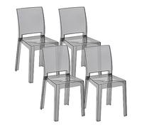 Baroni Home Lot de 4 Chaises en Polycarbonate pour la Salle à Manger, Chaises Modernes Démontables en 2 Parties avec Assise Ergonomique et Dossier Incurvé, Chaise de Cuisine Gris Fumé 36x81x43 cm