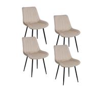 Baroni Home Lot de 4 chaises modernes avec revêtement en velours et pieds en acier noir, fauteuil de salon, chambre à coucher, salle à manger, 53 x 86 x 44 cm Beige