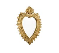 Baroni Home Miroir ancien cœur sacré avec rayons en résine dorée, décoration murale avec crochet, miroir mural, entrée, salon, chambre 30 x 38 cm