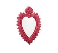 Baroni Home Miroir Ancien Cœur Sacré avec Rayons en résine Rouge, Décoration Murale avec Crochet, Miroir Mural, entrée, Salon, Chambre 30 x 38 cm