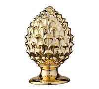 Baroni Home Pigna Sicilienne en Porcelaine Peint à la Main, Pigna Accessoire Décoratif de Salon, Pomme de Pin Traditionnelle, Porte-Bonheur et Surmeuble, Or, 14x14x22 cm (L)