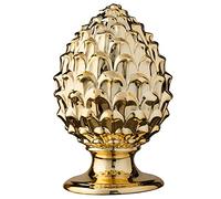 Baroni Home Pigna Sicilienne en Porcelaine Peint à la Main, Pigna Accessoire Décoratif de Salon, Pomme de Pin Traditionnelle, Porte-Bonheur et Surmeuble, Or, 17x17x27 cm (XL)