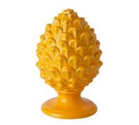 Baroni Home Pigna Sicilienne en Porcelaine Peint à la Main, Pigna Accessoire Décoratif de Salon, Pomme de Pin Traditionnelle, Porte-Bonheur et Surmeuble, Jaune, 12x12x18 cm (M)