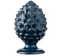 Baroni Home Pigna Sicilienne en Porcelaine Peint à la Main, Pigna Accessoire Décoratif de Salon, Pomme de Pin Traditionnelle, Porte-Bonheur et Surmeuble, Bleu Foncé, 17x17x27 cm (XL)