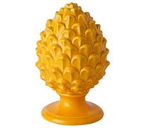 Baroni Home Pigna Sicilienne en Porcelaine Peint à la Main, Pigna Accessoire Décoratif de Salon, Pomme de Pin Traditionnelle, Porte-Bonheur et Surmeuble, Jaune, 17x17x27 cm (XL)