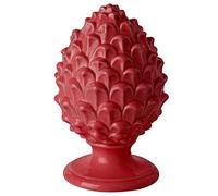 Baroni Home Pigna Sicilienne en Porcelaine Peint à la Main, Pigna Accessoire Décoratif de Salon, Pomme de Pin Traditionnelle, Porte-Bonheur et Surmeuble, Rouge, 17x17x27 cm (XL)