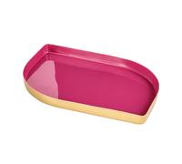 Baroni Home Plateau de service, centre de table moderne, plateau décoratif ou vidange en métal, design élégant, pétale, or et fuchsia, 32 x 24 x 2 cm