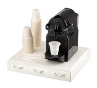 Baroni Home Porte-Capsules Café Nespresso Professionnel avec 3 Tiroirs, Porte-Capsules avec Division en Compartiments, capacité 48 capsules, Organisateur pour Cafétéria avec Tiroir, 30x33x5 cm, Blanc