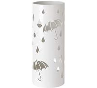 Baroni Home Porte-Parapluie Cylindrique en Métal Design Moderne, avec Bac d'égouttement Extractible et Crochets Intérieur, Blanc, 18,5x18,5x49 cm