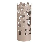 Baroni Home Porte Parapluie Design Moderne en métal ajourné en forme de fleurs avec Crochets et bac d'égouttement extractible, 4 pieds antidérapant en caoutchouc, Tourterelle, 49x19 cm