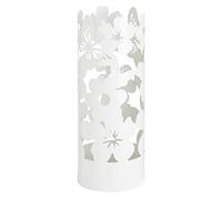 Baroni Home Porte Parapluie Design Moderne en métal ajourné en forme de fleurs, porte-parapluies avec 2 Crochets et bac d'égouttement extractible, 4 pieds antidérapant en caoutchouc, Blanc, 49x19 cm