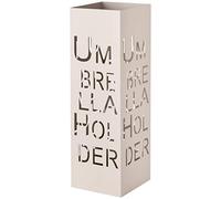 Baroni Home Porte Parapluie Design Moderne en métal, Porte-parapluies avec écrit Umbrella Holder, avec bac d'égouttement extractible et Crochet dans l'intérieur, Taupe, 49x15,5 cm