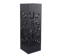 Baroni Home Porte Parapluie Design Moderne en métal, Porte-parapluies avec écrit Umbrella Holder, avec bac d'égouttement extractible et Crochet dans l'intérieur, Noir, 49x15,5 cm