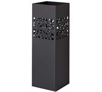 Baroni Home Porte Parapluie en Métal Carré en Style Moderne avec Sculpture Fleures, Porteparapluies avec Crochets et Bac d'égouttement Amovible, Noir, 49x15,5x15,5 cm