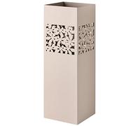Baroni Home Porte Parapluie en Métal Carré en Style Moderne avec Sculpture Fleures, Porteparapluies avec Crochets et Bac d'égouttement Amovible, Gris Taupe, 49x15,5x15,5 cm