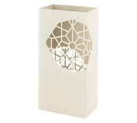 Baroni Home Porte Parapluie en Métal Rectangulaire en Style Moderne Décoré, Porteparapluies avec Crochets et Bac d'égouttement Amovible, Blanc, 25X15X50 cm
