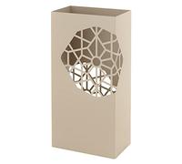 Baroni Home Porte Parapluie en Métal Rectangulaire en Style Moderne Décoré, Porteparapluies avec Crochets et Bac d'égouttement Amovible, Taupe, 25X15X50 cm