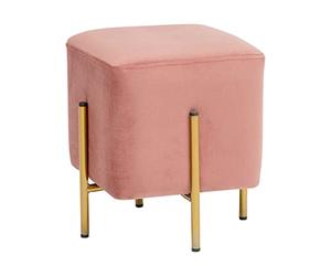 Baroni Home Pouf en Velours pour Salon, Tabouret avec Jambes Or, Repose-Pieds Confortable de Séjour, 33x33x38 cm, Rose Poudré