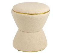 Baroni Home Pouf Repose-Pieds en Sherpa en Forme de Sablier, Tabouret Rembourré Résistant pour Chambre à Coucher et Salon, Pouf Confortable et Polyvalent, 37x37x43 cm, Beige