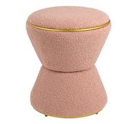 Baroni Home Pouf Repose-Pieds en Sherpa en Forme de Sablier, Tabouret Rembourré Résistant pour Chambre à Coucher et Salon, Pouf Confortable et Polyvalent, 37x37x43 cm, Rose