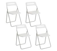 Baroni Home Set de 4 Chaises Pliantes Peu Encombrantes, Chaise de Salle à Manger, Chaise d’intérieur et d’Extérieur, Structure en Acier, Siège et Dossier en Plastique, 42x38x78 cm, Blanc, 4 Pièces