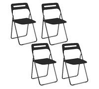 Baroni Home Set de 4 Chaises Pliantes Peu Encombrantes, Chaise de Salle à Manger, Chaise d’intérieur et d’Extérieur,Structure en Acier, Siège et Dossier en Plastique, 42x38x78 cm, Noir, 4 Pièces