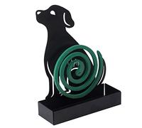 Baroni Home Support Spirale Anti-Moustiques, Porte-Encens, Porte-Plante en Métal pour Intérieur et Extérieur, 14x5x19 cm, Chien, Noir