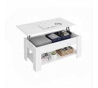 Baroni Home Table basse de café avec plateau relevable, compartiment interne, table basse blanche de salon avec plateau, table moderne gain de place pour salon, 100x40x41,5 cm