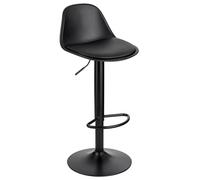 Baroni Home Tabouret de Bar pivotant avec Dossier et Coussin, Chaise Haute avec Hauteur réglable et Repose-Pieds, Fond Anti-Rayures, Salle à Manger, Restaurant, Bar, Noir, 1 pièce, 39x44x82-104 cm