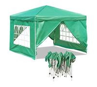 Baroni Home Tonnelle de Jardin 3 x 3 m avec 4 Panneaux latéraux avec fenêtres, Tente d'extérieur pour événements, fêtes et Utilisation Commerciale, Imperméable, Pliable, Vert