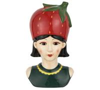 Baroni Home Vase Décoratif en Céramique Peinte à la Main, pour Intérieur et Extérieur, Idéal pour Plantes et Fleurs, Objet de Décoration Moderne et Coloré, Ligne Fruits, 11x9,4x18 cm, Fraise/Grande