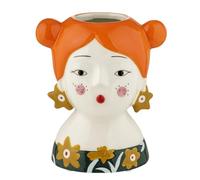 Baroni Home Vase en Céramique Peint à la Main, Vase Décoratif Moderne pour Intérieur et Extérieur, Vase pour Fleurs et Plantes, Objet Décoratif Ligne Isotta, 15x11x18 cm, Rouge/Grande