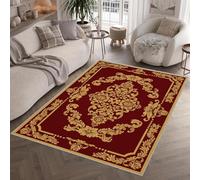Baroque Fleurs Tapis de Salon Petit 120x170 cm 3D Style Européen Traditionnel à Motifs Tapis de Chambre Flanelle Antidérapant Lavable Poil Court Rug pour Salon Chambre Q-31