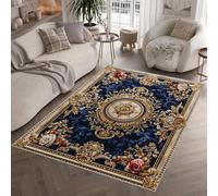 Baroque Flowers Tapis de Couloir 80x150 cm 3D Boho Vintage European Style Tapis de Chevet Flanelle Antidérapant Lavable Poil Court Rug de Chambre pour Couloir Chambre Q-44