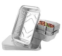Barquette aluminium avec couvercle - 100 pièces - 21 x 14 x 5 cm - Jetable - Pour barbecue et traiteur