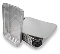 Barquette aluminium avec couvercle - Rectangulaire - 2100 ml - 32 x 22 cm - Lot de 25