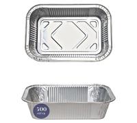 Barquette aluminium jetable - Plat en aluminium avec couvercle - 865 ml - 21,2 x 14,7 x 4 cm - 500 pièces