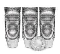 Barquette Aluminium - Pack de 100 - Moules à Pâtisserie ou Ramequin pour Vos Plats Préférés - Plat Aluminium Jetable 200 ml pour Gâteaux, Tartes, Muffin ou Flan - Ramequin Four Rond