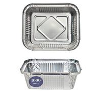 Barquette en aluminium avec couvercle - 1000 pièces - 450 ml - 14,5 x 12 x 4 cm