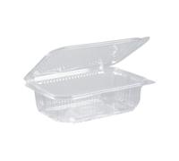Barquette plastique - THOUY - 750 mL (pack 50) - PET - Couvercle attenant - Transparente