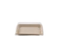 Barquette Sushi crème en canne à sucre + couvercle antibuée en PET 18,5 x 13 cm 250 unités Betik