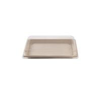 Barquette Sushi crème en canne à sucre + couvercle antibuée en PET 21,5 x 13,5 cm 250 unités Betik