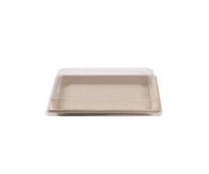 Barquette Sushi crème en canne à sucre + couvercle antibuée en PET 21,5 x 13,5 cm 250 unités Betik
