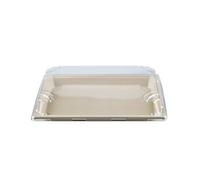 Barquette Sushi crème en canne à sucre + couvercle antibuée en PET 24,5 x 15,5 cm 250 unités Betik