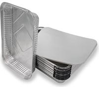 Barquettes XL en aluminium avec couvercle - 25 x grands moules à pâtisserie - cuisson jetable - bacs de récupération Weber - Barquette pour barbecue