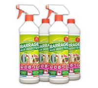 Barrage aux Insectes W2000 - Lot de 4x1L avec 2 Vaporisateurs - Stoppe tous les Insectes Volants et rampants
