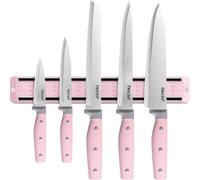 Barre à couteaux magnétique 33 cm avec set de couteaux de cuisine professionnel 5 pièces - Couteaux de découpe et de cuisine en acier inoxydable pour la viande et les légumes