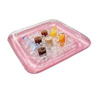 Barre à glace gonflable | Grand plateau flottant carré épaissi avec bouchon de vidange | Gonflable pour buffet | Pour piscine, patio, jardin, plage, camping, pique-nique et boissons